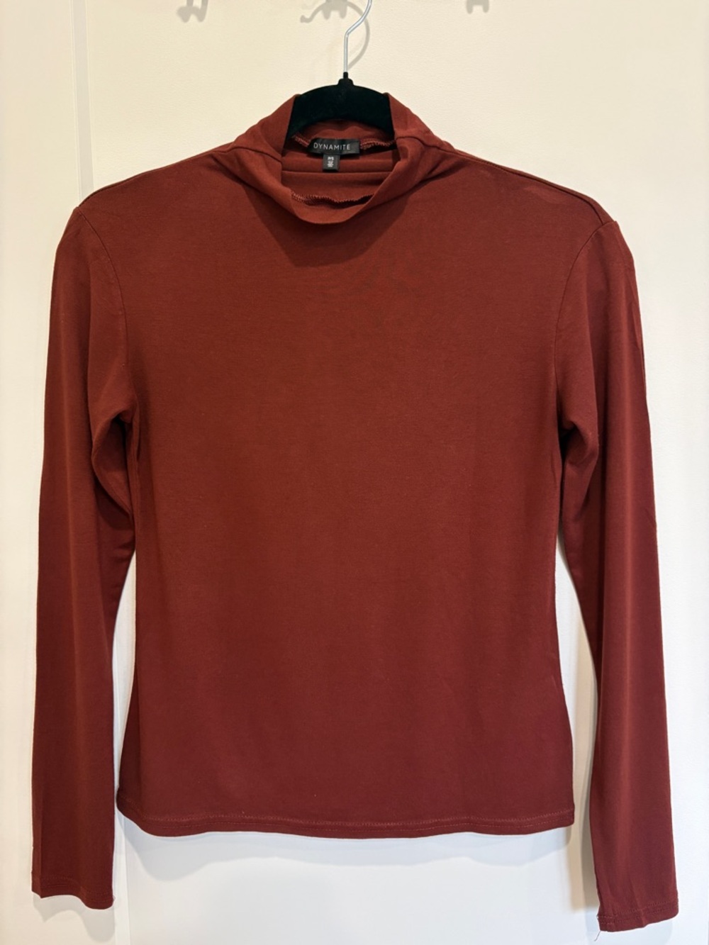 Dynamite Burnt Orange Long Sleeve Mock Neck Top